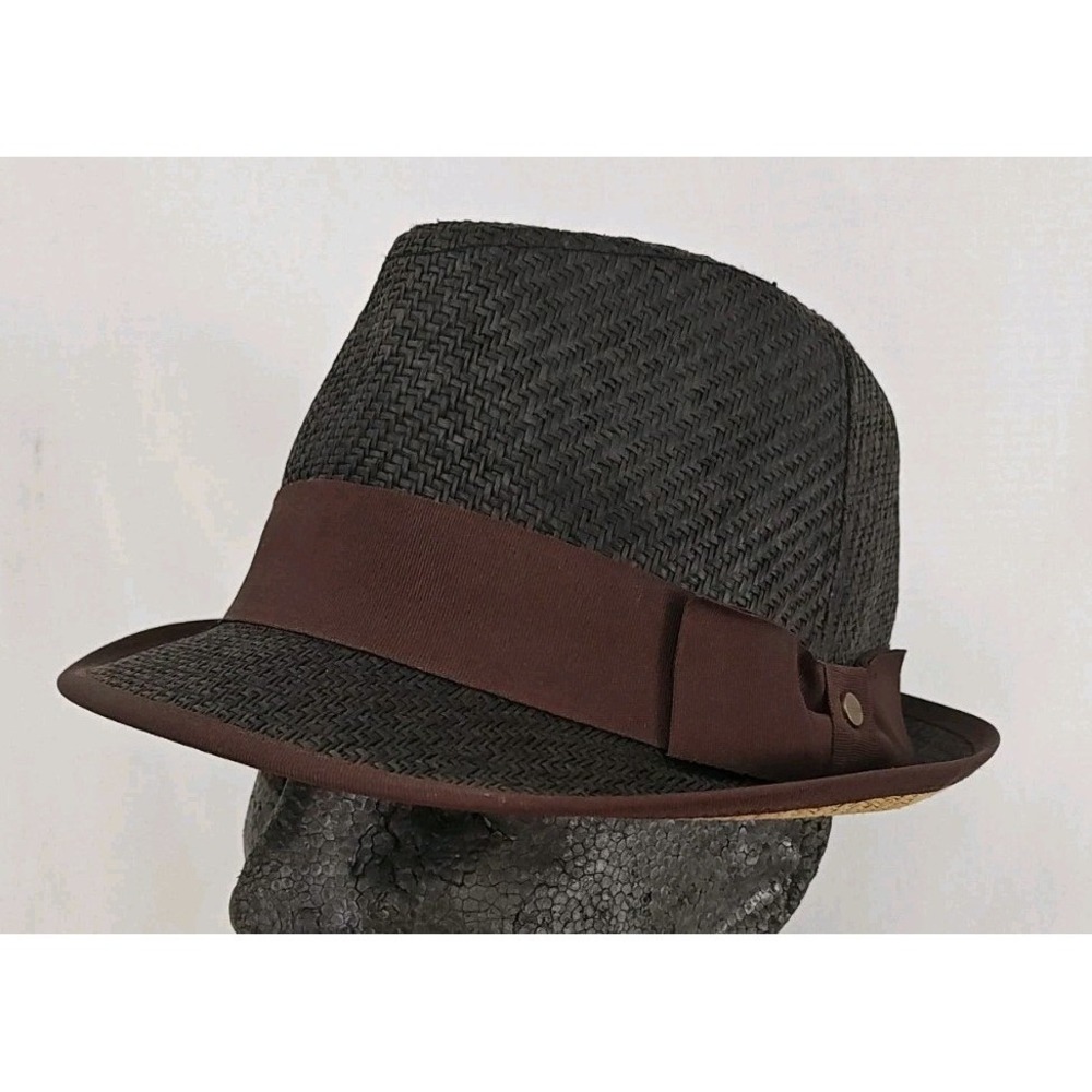 Stetson Fedora Hat Men's S/M Brown‎ Woven Straw Trilby Style with Ribbon Band